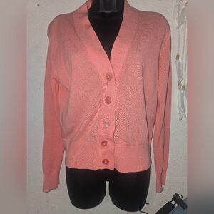 J. Crew Coral Button-Up Cardigan